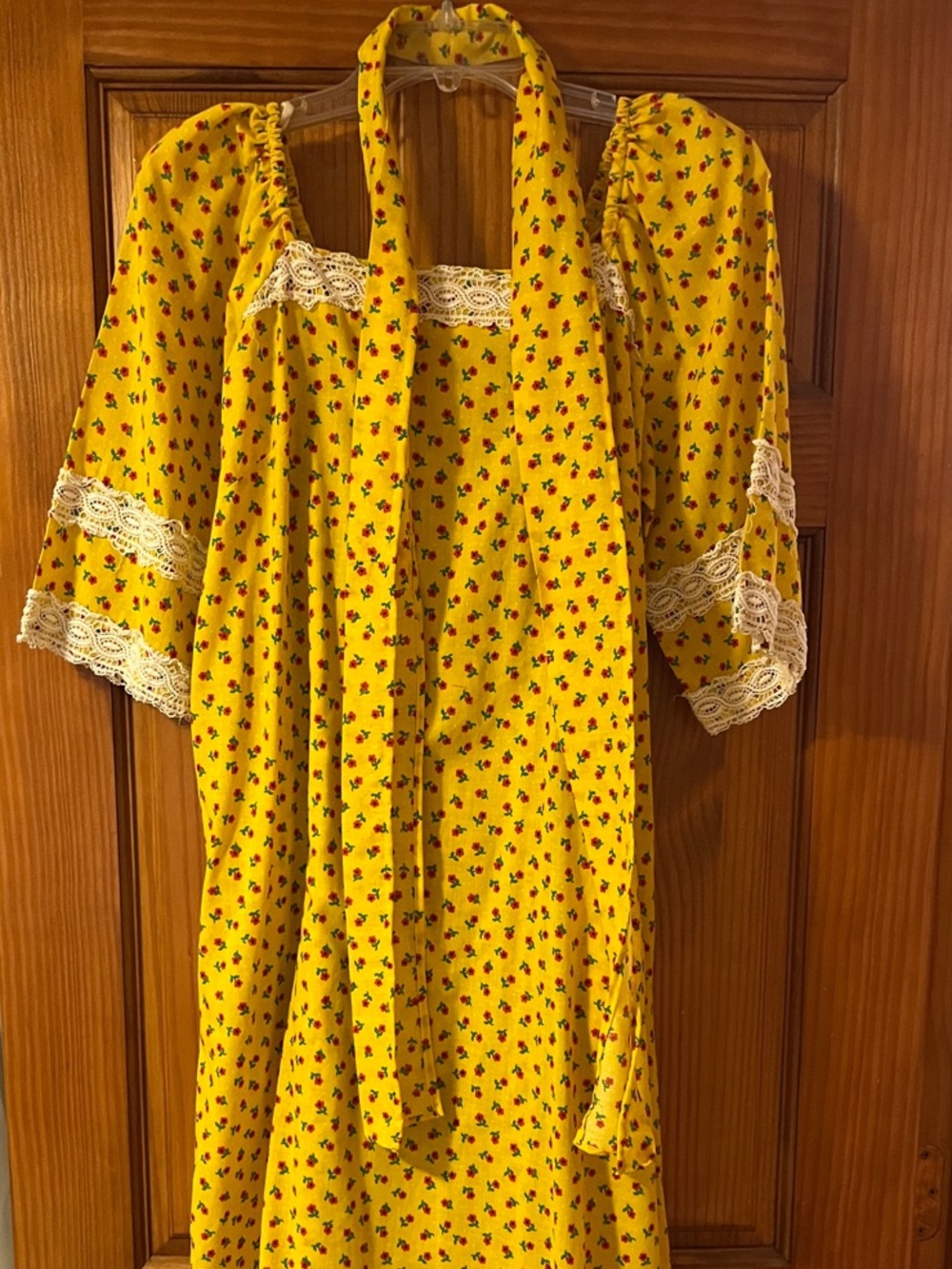 Vintage 60s Hawaiian Floral Maxi Dress with Lace Trim - Andrade made in Hawaii